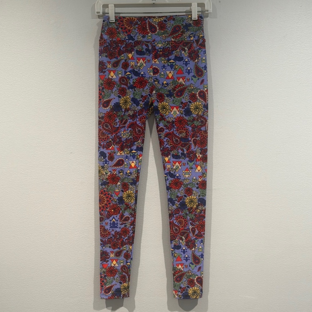 Lularoe Red And Blue Floral Leggings - One Size